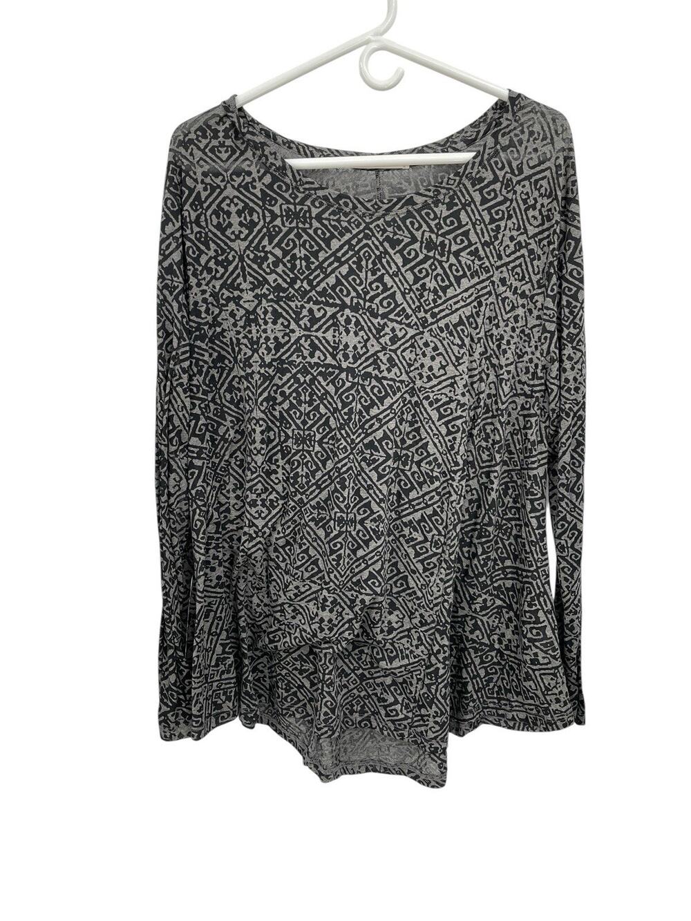 Peruvian Connection Top Tunic Black Gray Size XL